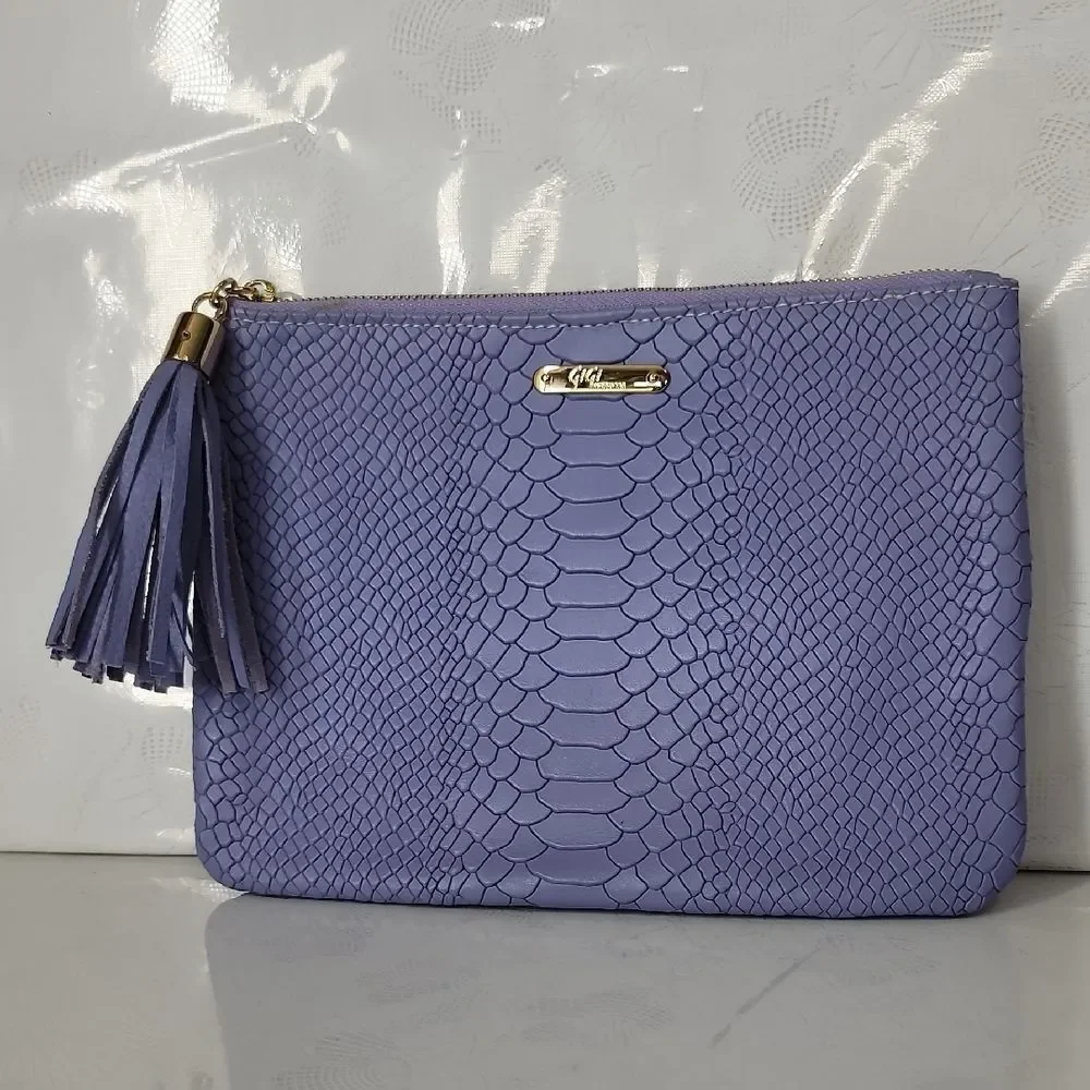 Gigi NewYork Embossed Lavender Clutch